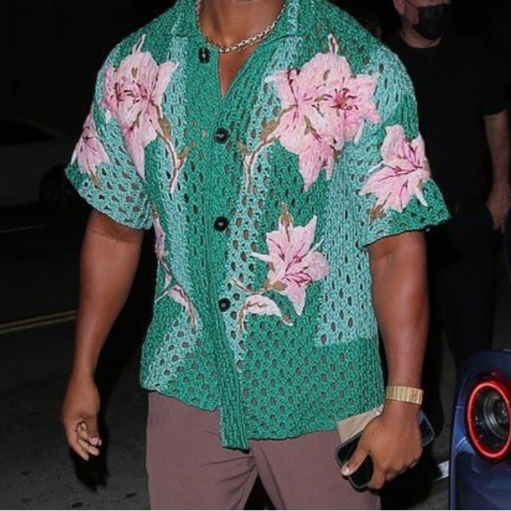 Green Floral Men's Shirt